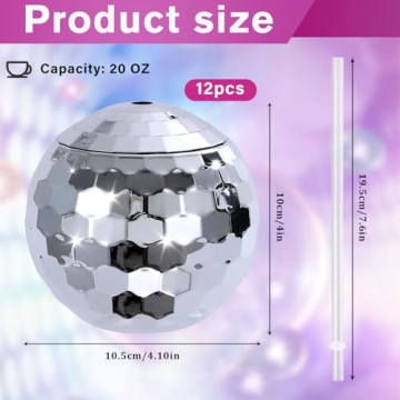 12 Disco Ball Cups for Party Fun - Reusable Drinkware