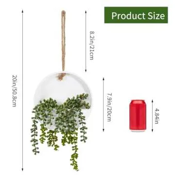 CEWOR 2pcs Artificial Hanging Succulent Plants, Fake String of Pearls in Pot with Lanyard Boho Wall ...