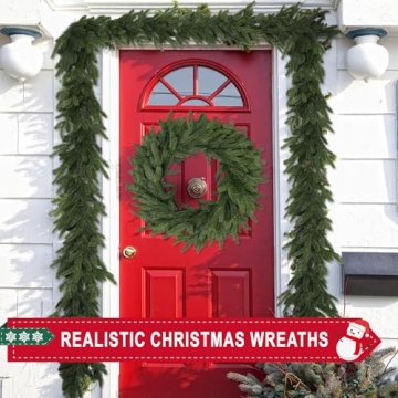 LZNPA 22 Inch Realistic Christmas Wreath for Holiday Decor