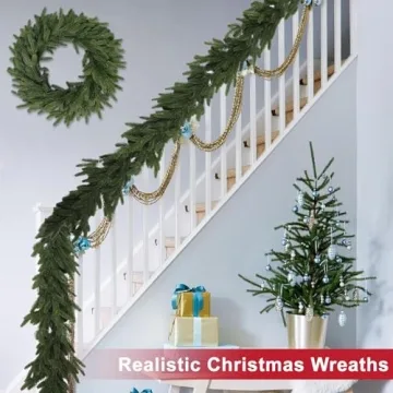 LZNPA 22 Inch Realistic Christmas Wreath for Holiday Decor
