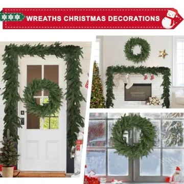 LZNPA 22 Inch Realistic Christmas Wreath for Holiday Decor