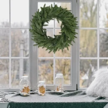 LZNPA 22 Inch Realistic Christmas Wreath for Holiday Decor