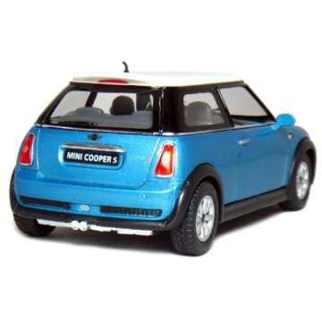 KiNSMART Mini Cooper S 5" 1:28 Scale Die Cast Metal Model Toy Car Blue w/Pullback Action