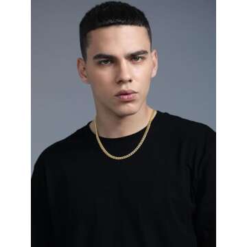 Men Curb Chain Necklace Gold Plated Jewelry Gift 5mm 22inch