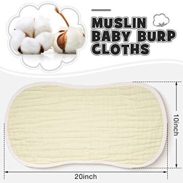 10 Pack Muslin Burp Cloths for Baby Girl Boy 6 Layers Thicken Soft Unisex Baby Burp Cloths Large Absorbent Muslin Burping Cloth Rags