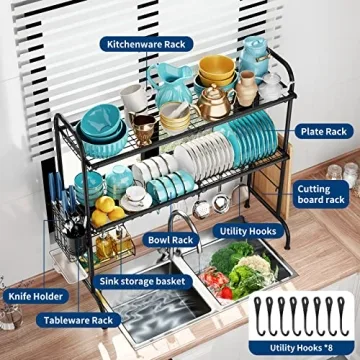 MOUKABAL Stainless Steel 2 Tier Over The Sink Rack for Kitchen