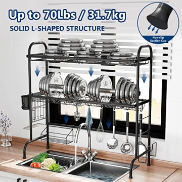 MOUKABAL Stainless Steel 2 Tier Over The Sink Rack for Kitchen