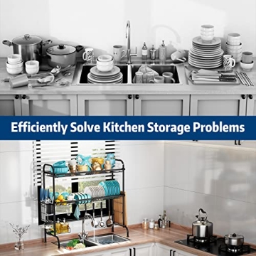 MOUKABAL Stainless Steel 2 Tier Over The Sink Rack for Kitchen