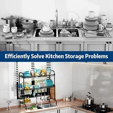 MOUKABAL Stainless Steel 2 Tier Over The Sink Rack for Kitchen