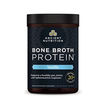 Ancient Nutrition Protein Powder Made from Real Chicken and Beef Bone Broth, Vanilla, 20g Protein Pe...