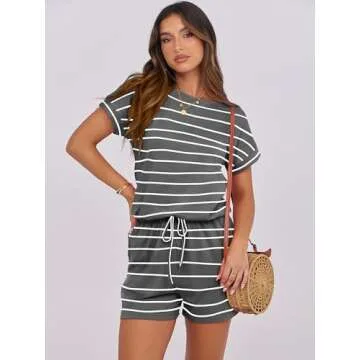 ANRABESS Rompers for Women Summer 2025 Casual Dressy One Piece Tshirt Short Pants Jumpsuit Beach Vac...