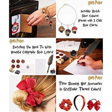 Harry Potter Advent Calendar 2024 Women Adults 24 Christmas Countdown Calendar Stationery Socks Accessories Wand, Stocking Filler Gifts