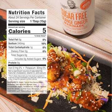 G Hughes Sugar Free, Orange Ginger Marinade - Sugar Free Sauces and Marinades, Gluten Free Orange Sauce, Asian Ginger Sauce, Ginger Dressing, No High Fructose, No Sugar - 13 Oz. (3-Pack)