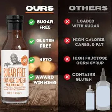 G Hughes Sugar Free, Orange Ginger Marinade - Sugar Free Sauces and Marinades, Gluten Free Orange Sauce, Asian Ginger Sauce, Ginger Dressing, No High Fructose, No Sugar - 13 Oz. (3-Pack)