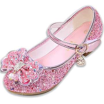 Walofou Flower Girls Pink Girl Shoes Princess Shoes Girls' Flat for Toddler/Little Kid Girls' Shoes/...