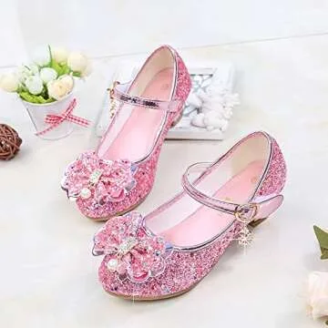 Elegant Walofou Pink Dress Shoes for Girls' Special Occasions