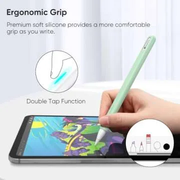 Fintie Silicone Sleeve for Apple Pencil Pro & Apple Pencil 2nd Generation, Light Pen Skin Case Cover Soft Protective Grip Holder with 2 Nib Covers Accessories, Green