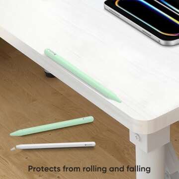 Fintie Silicone Sleeve for Apple Pencil Pro & Apple Pencil 2nd Generation, Light Pen Skin Case Cover Soft Protective Grip Holder with 2 Nib Covers Accessories, Green