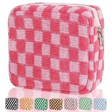 CekPo Sanitary Napkin Storage Bag - Stylish Checkered Period Pouch for Women
