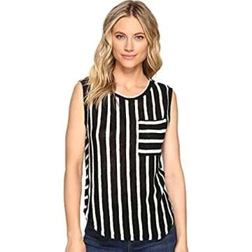 Chic Splendid Women's Stripe Loose Knit Tank Top Black