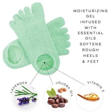 LE EMILIE Moisturizing Gel Heel Socks | Perfect for Healing Dry Cracked Heels and Feet | Infused with Aromatherapy Blend of Lavender and Jojoba Oil | 1 Pair, GREEN