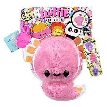 Fluffie Stuffiez Axolotl Small Collectible Feature Plush - Surprise Reveal Unboxing with Huggable AS...