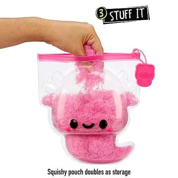 Fluffie Stuffiez Axolotl Small Collectible Feature Plush - Surprise Reveal Unboxing with Huggable ASMR Fidget DIY Fur Pulling, Ultra Soft Fluff