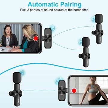 CKOKC Wireless Microphones for iPhone 15 - Android Phone & Computer/Laptop, Mini Professional Wireless Lavalier Microphone for Video Recording Podcast Cordless Lapel Mic with USB C