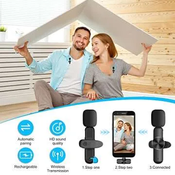 CKOKC Wireless Microphones for iPhone 15 - Android Phone & Computer/Laptop, Mini Professional Wireless Lavalier Microphone for Video Recording Podcast Cordless Lapel Mic with USB C