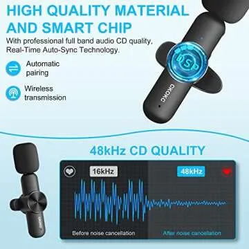 CKOKC Wireless Microphones for iPhone 15 - Android Phone & Computer/Laptop, Mini Professional Wireless Lavalier Microphone for Video Recording Podcast Cordless Lapel Mic with USB C