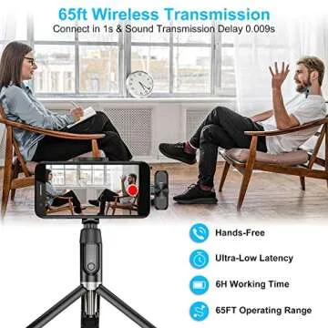 CKOKC Wireless Microphones for iPhone 15 - Android Phone & Computer/Laptop, Mini Professional Wireless Lavalier Microphone for Video Recording Podcast Cordless Lapel Mic with USB C