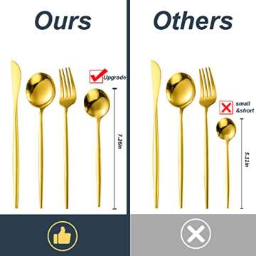 24-Piece Gold Silverware Set Gold Flatware Set for 6, Gold Spoons and Forks Set, Stainless Steel Gol...