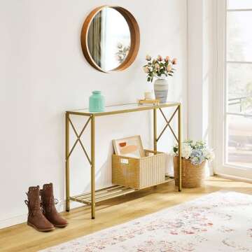 Tajsoon Entryway Table, 2-Tier Entry Way Console Entrance Table, 41.7”L Narrow Sofa Table with She...