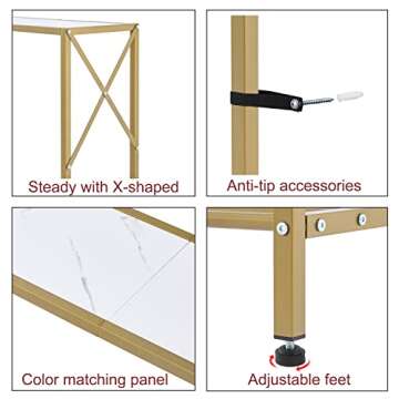 Tajsoon Entryway Table, 2-Tier Entry Way Console Entrance Table, 41.7”L Narrow Sofa Table with Shelves, Ideal for Hallway, Entryway, Living Room, Foyer, Corridor, and Office (Gold & White)