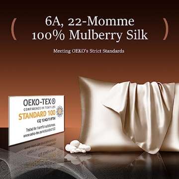 Powsure 100% Pure Mulberry Silk Pillowcase for Hair and Skin - 22 Momme 6A Zippered Silk Pillow Case-Standard 20"x26" Gifts for Women(Pack of Silk Pillowcases and Eye Mask Set)