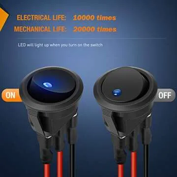 Nilight 12V Rocker Switches with LED Indicator - 8 Pack