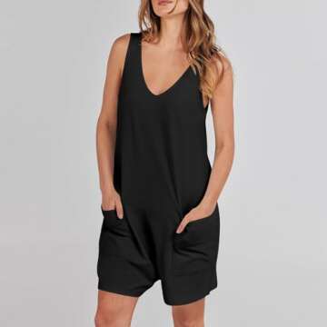 Rompers for Women 2024 Shorts Casual Trendy Beach Loose Fit Sleeveless Romper Jumpers Cruise Summer Outfits Clothes