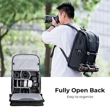 K&F Concept Camera Backpack, Camera Bags for Photographers Large Capacity Camera Case with Raincover,15-15.6 Inch Laptop Compartment Compatible for Canon/Nikon/Sony/DJI Mavic Drone(Backpack 20L)