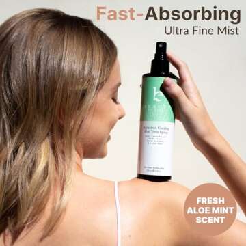 Beauty by Earth After Sun Cooling Aloe Vera Spray - USA Made With Organic Aloe Vera, Fast Absorbing After Sun Care for Sunburn Relief, Skin Cooling Spray, Sunburn Treatment Spray Lotion for Body