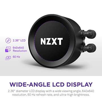 NZXT Kraken Elite RGB 360 - RL-KR36E-B1 - 360mm AIO CPU Liquid Cooler - Customizable 2.36" LCD Display for GIFS, Images, Performance Metrics - High-Performance Pump - 3 x F120 RGB Core Fans - Black