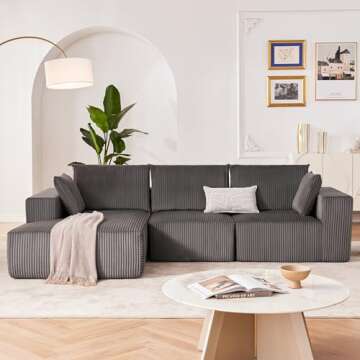 108” Modular Sectional Sofa, Cloud Sectional Couch with Deep Seat, Modern Modular L-Shape Sofa Cou...