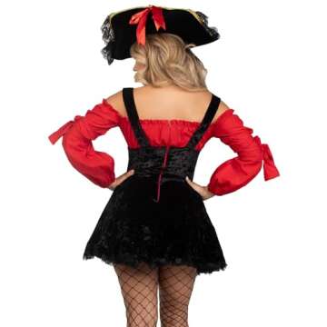 Leg Avenue Women's Vixen Pirate Wench Costume, Red/Black, Small
