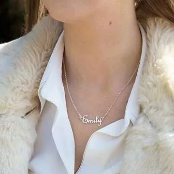 Hidepoo Natalie Necklace - 18K Gold Plated Name Necklace Natalie for Women Jewelry