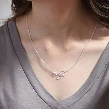 Hidepoo Natalie Necklace - 18K Gold Plated Name Necklace Natalie for Women Jewelry