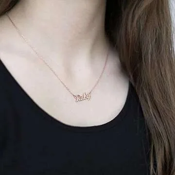 Hidepoo Natalie Necklace - 18K Gold Plated Name Necklace Natalie for Women Jewelry