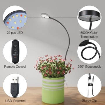 LED Grow Light with Auto Timer and Clip-On Design