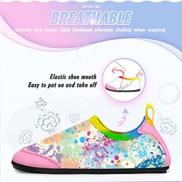 Apolter Baby Boys and Girls Swim Water Shoes Barefoot Aqua Socks Non-Slip for Beach Pool Toddler Kids