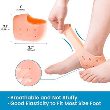 Sumiwish Heel Cups for Heel Pain, 6 PCS Thick Heel Support for Plantar Fasciitis, Silicone Heel Prot...
