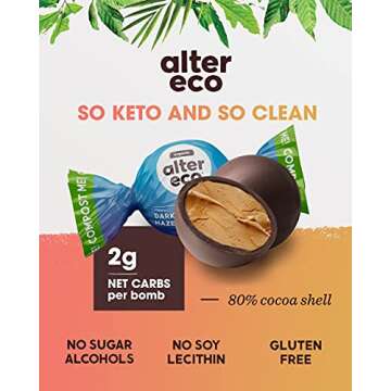 Alter Eco Hazelnut Butter Bombs - Organic Dark Chocolate - Healthy Snacks for Adults - 9 Individuall...
