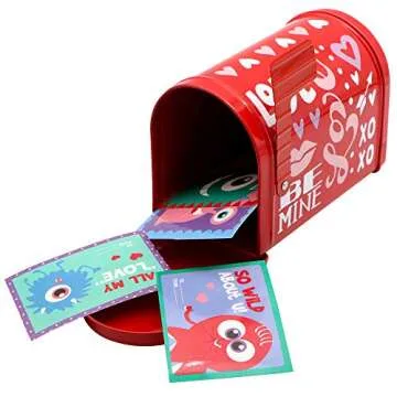 JOYIN Cute 3-Pack Valentine Tin Mailboxes for Kids